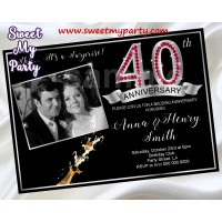 40th Wedding Anniversary Invitation,Ruby Wedding Anniversary Invitation,(3aa)